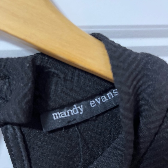 Black Fitted Cap Sleeve Blouse with Mandarin Collar - Picture 2 of 3